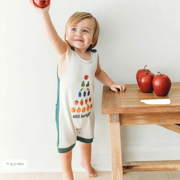 オーガニックコットン ベビーノースリーブロンパース はらぺこあおむし