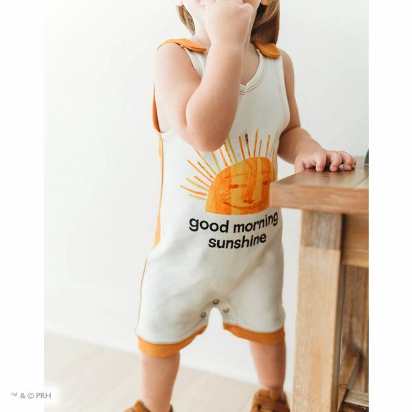 オーガニックコットン ベビーノースリーブロンパース はらぺこあおむし