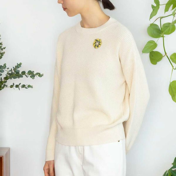 オーガニックコットン ニットタック編みプルオーバー