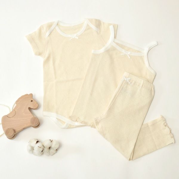 オーガニックコットン ベビースズランメッシュ半袖グレコ