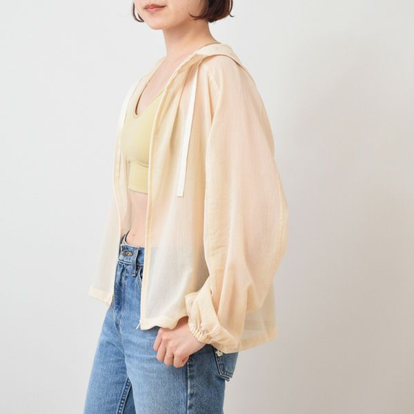 オーガニックコットン チリメンジップアップパーカー