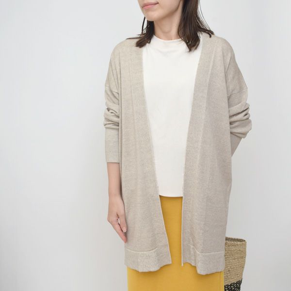 オーガニックコットン＆リネン ロングカーデ