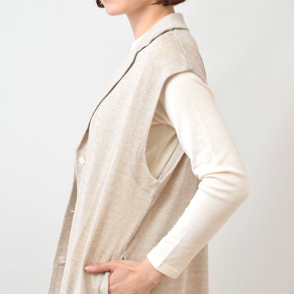 オーガニックコットン＆リネン プレーティング天竺ロングジレ