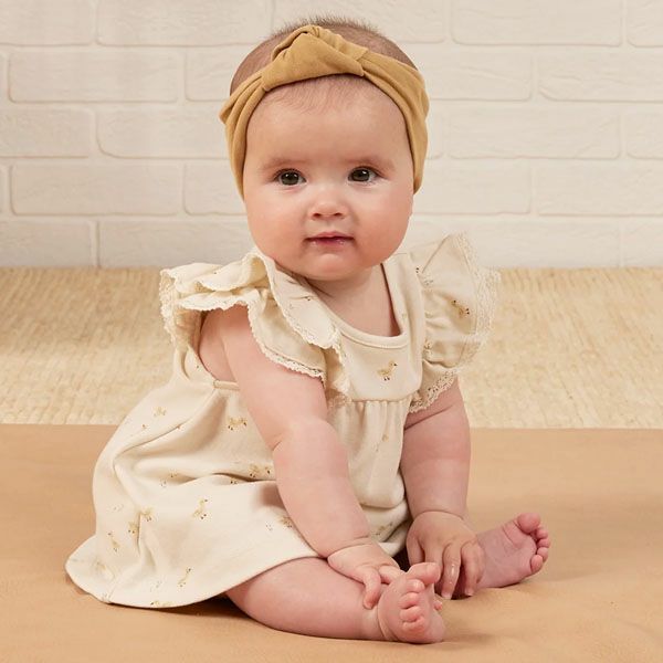 オーガニックコットン ベビーフリル袖ドレス&ブルマ