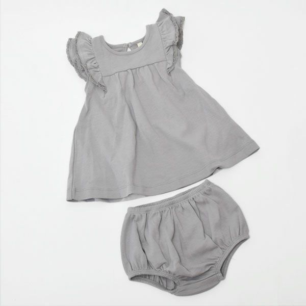 オーガニックコットン ベビーフリル袖ドレス&ブルマ