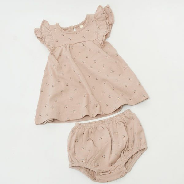 オーガニックコットン ベビーフリル袖ドレス&ブルマ