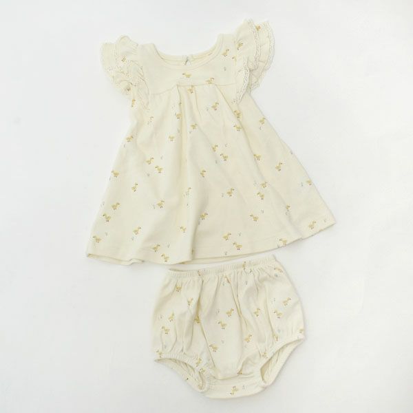 オーガニックコットン ベビーフリル袖ドレス&ブルマ