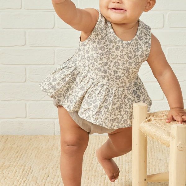 オーガニックコットン ベビーガーゼノースリーブペプラム＆ブルマ
