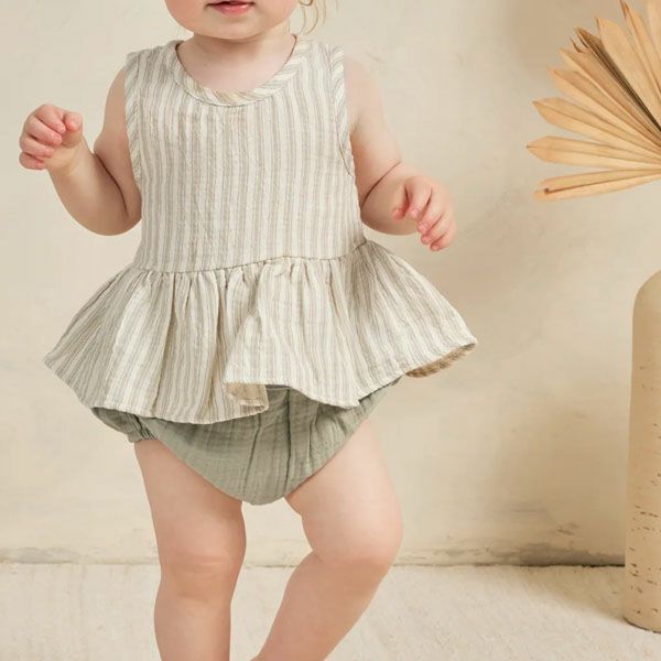 オーガニックコットン ベビーガーゼノースリーブペプラム＆ブルマ
