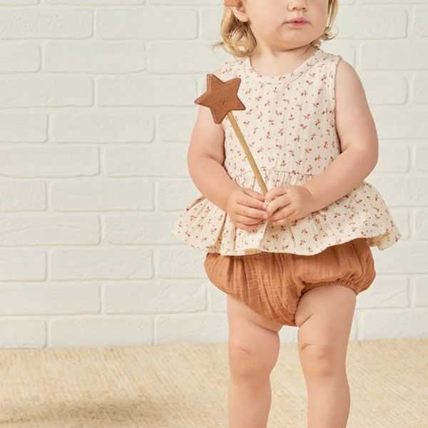 オーガニックコットン ベビーガーゼノースリーブペプラム＆ブルマ