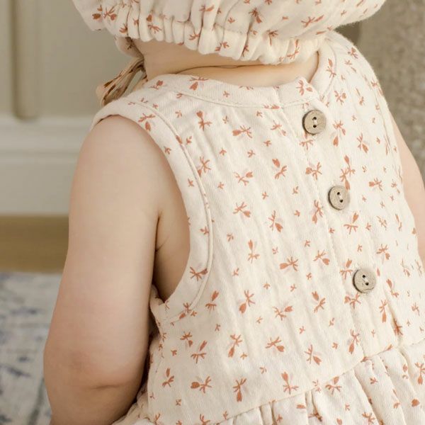 オーガニックコットン ベビーガーゼノースリーブペプラム＆ブルマ