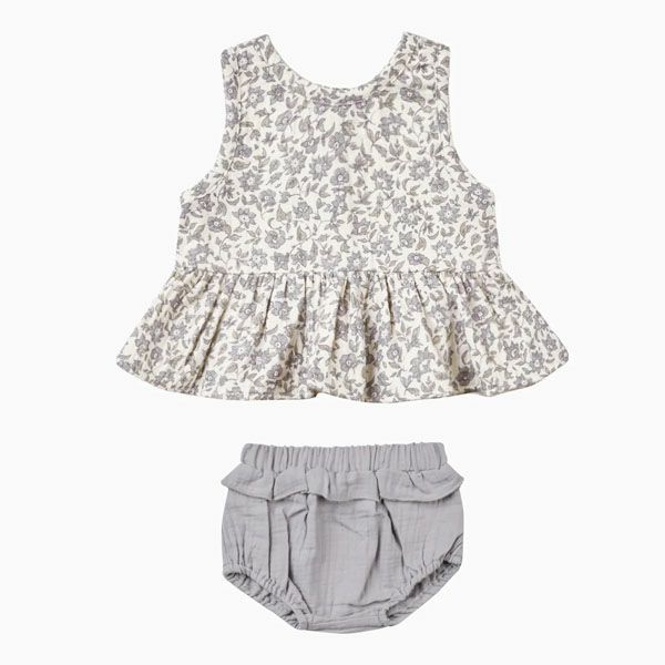 オーガニックコットン ベビーガーゼノースリーブペプラム＆ブルマ