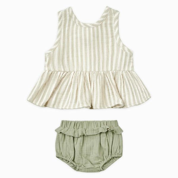 オーガニックコットン ベビーガーゼノースリーブペプラム＆ブルマ