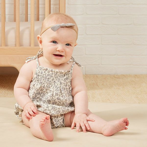 オーガニックコットン ベビーガーゼスモッキングロンパース