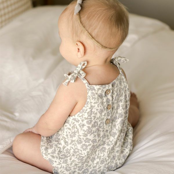 オーガニックコットン ベビーガーゼスモッキングロンパース