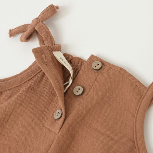 オーガニックコットン ベビーガーゼスモッキングロンパース