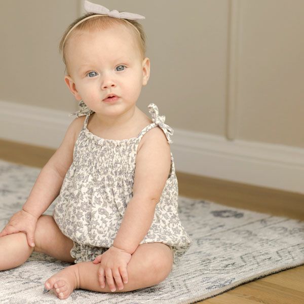 オーガニックコットン ベビーガーゼスモッキングロンパース