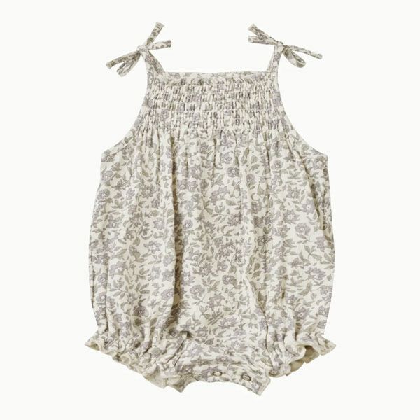 オーガニックコットン ベビーガーゼスモッキングロンパース