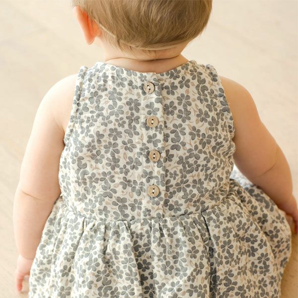 オーガニックコットン ベビーノースリーブスカート付きロンパース