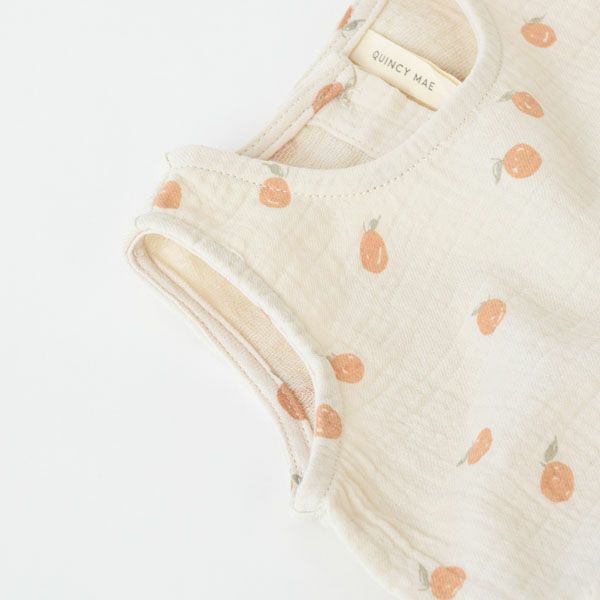 オーガニックコットン ベビーノースリーブスカート付きロンパース