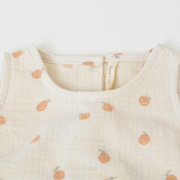 オーガニックコットン ベビーノースリーブスカート付きロンパース