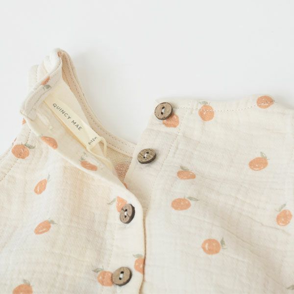 オーガニックコットン ベビーノースリーブスカート付きロンパース