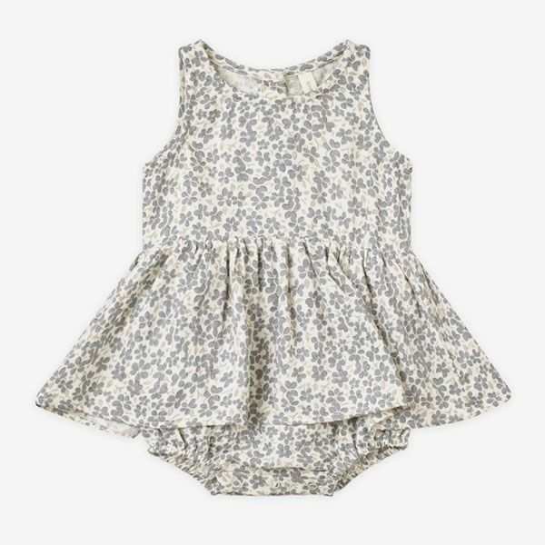 オーガニックコットン ベビーノースリーブスカート付きロンパース