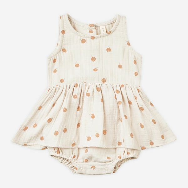 オーガニックコットン ベビーノースリーブスカート付きロンパース