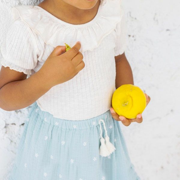 オーガニックコットン キッズリブラッフルカラーシャツ