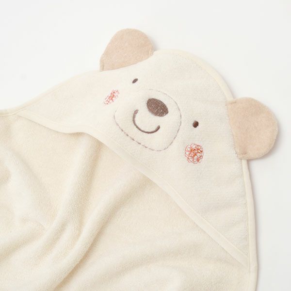 オーガニックコットン ベビー【くまのコットン】耳つきアフガン