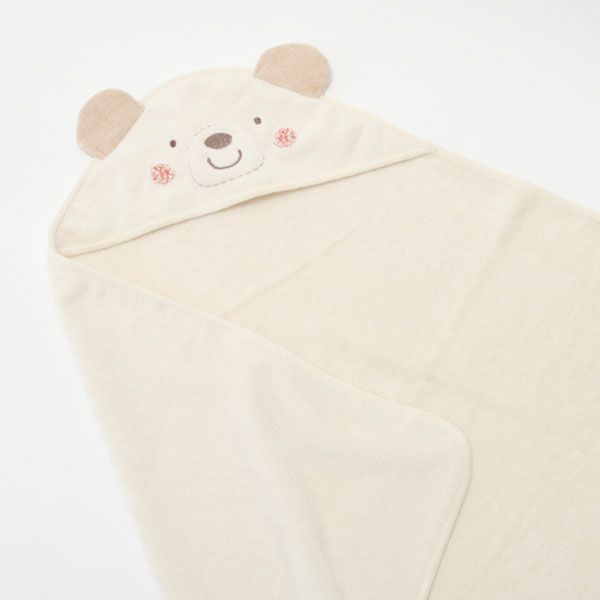 オーガニックコットン ベビー【くまのコットン】耳つきアフガン