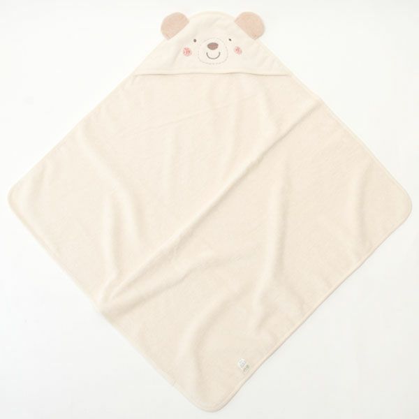 オーガニックコットン ベビー【くまのコットン】耳つきアフガン