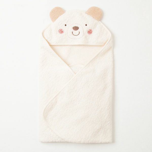 オーガニックコットン ベビー【くまのコットン】耳つきアフガン
