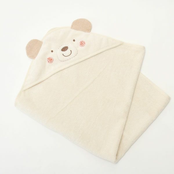 オーガニックコットン ベビー【くまのコットン】耳つきアフガン