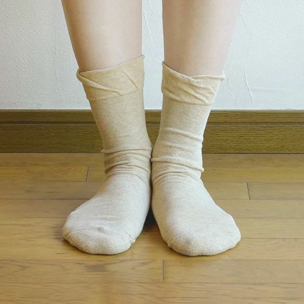 オーガニックコットン 口ゴムゆったり足裏パイルソックス