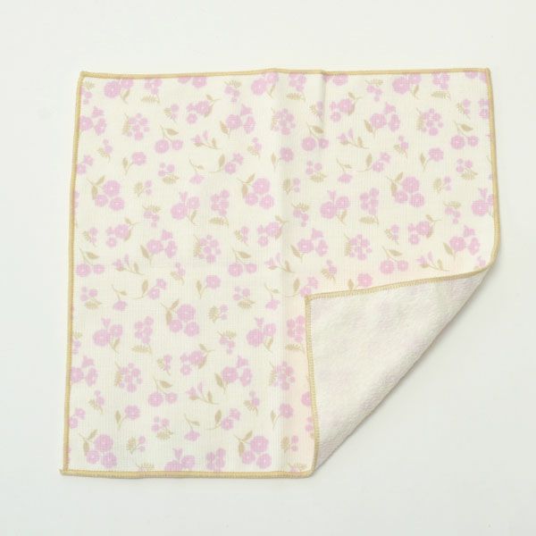 オーガニックコットン プリントミニタオル（ケース入り）ミモザと小花