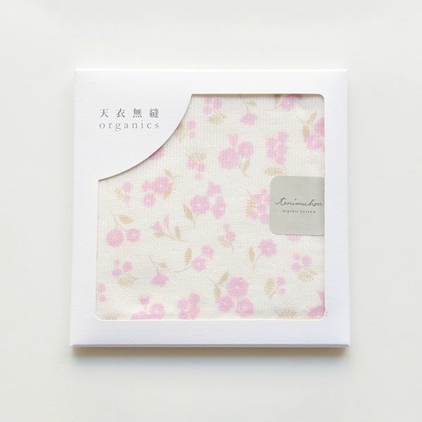 オーガニックコットン プリントミニタオル（ケース入り）ミモザと小花