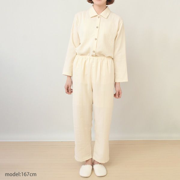 オーガニックコットン ダブルガーゼ前あきパジャマ