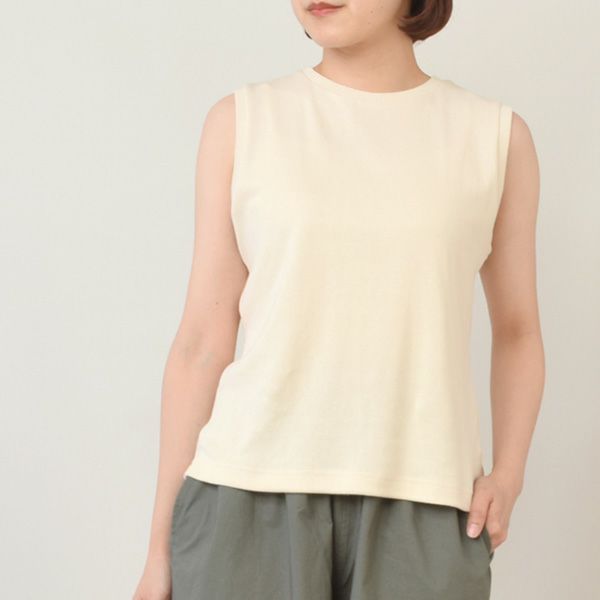 オーガニックコットン 葛和紙フライスノースリーブシャツ