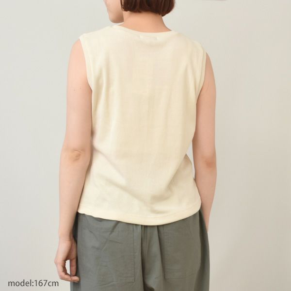 オーガニックコットン 葛和紙フライスノースリーブシャツ