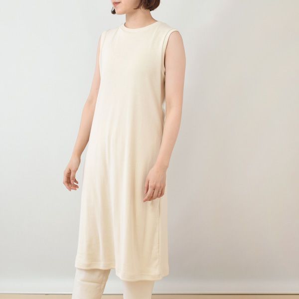 オーガニックコットン 葛和紙フライスノースリーブワンピース