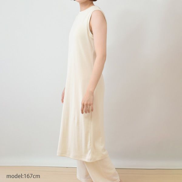 オーガニックコットン 葛和紙フライスノースリーブワンピース