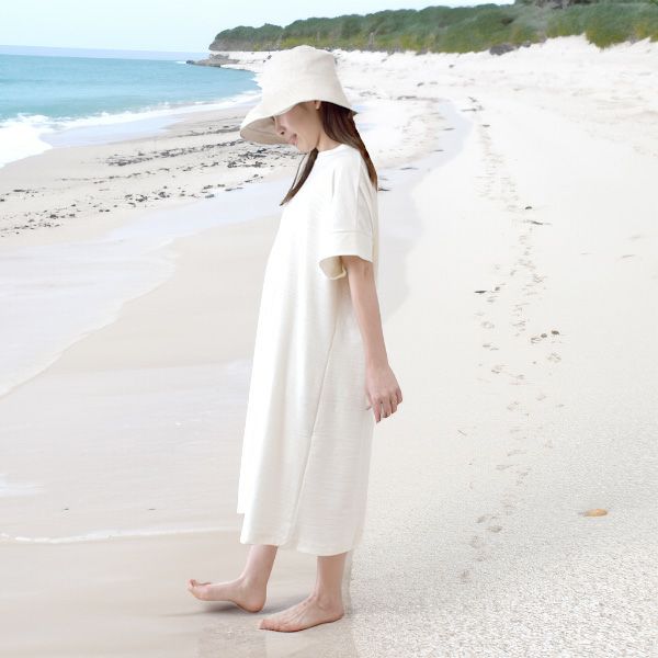オーガニックコットン 葛和紙スラブ天竺ワンピース