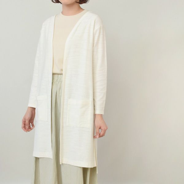オーガニックコットン 葛和紙スラブ天竺カーディガン