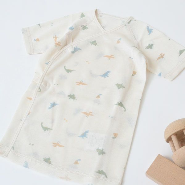 オーガニックコットン 吊天竺中肌着恐竜柄