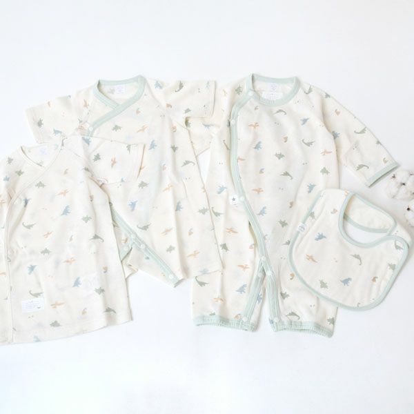 オーガニックコットン 吊天竺中肌着恐竜柄