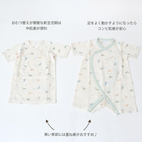 オーガニックコットン 吊天竺コンビオール 恐竜柄