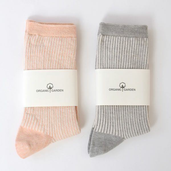 オーガニックコットン ジャガードストライプソックス