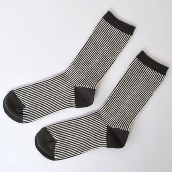 オーガニックコットン 五倍子ジャガードストライプソックス