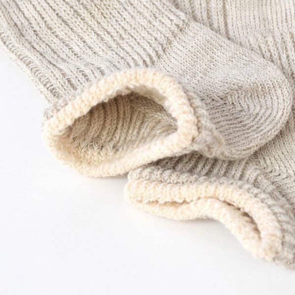 オーガニックコットン＆リネンレイヤーリブアンクル丈ソックス